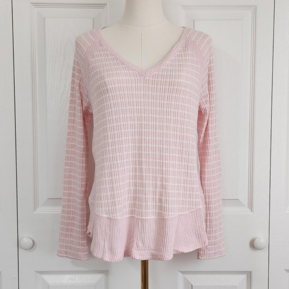 ♡ Pink Striped Long Sleeve Top ♡